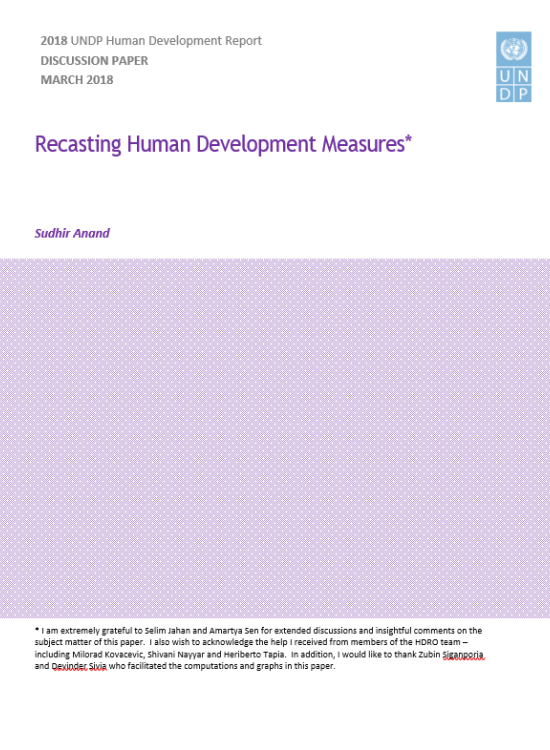 Publication report cover: Recasting Human Development Measures