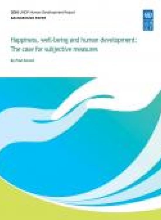 Publication report cover: Happiness, well-being and human development