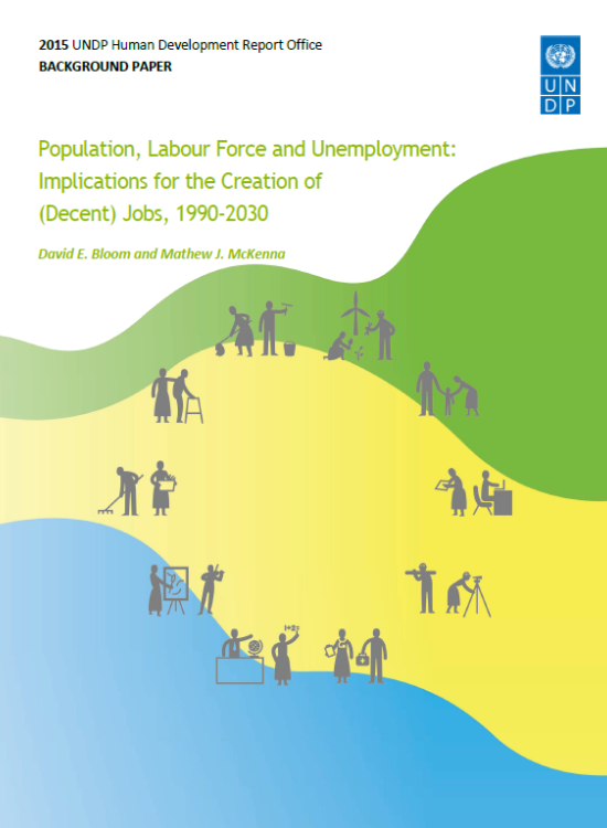 Publication report cover: Population, Labour Force and Unemployment: Implications for the Creation of (Decent) Jobs, 1990-2030