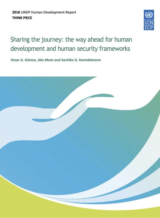 Publication report cover: Sharing the journey: the way ahead for human development and human security frameworks