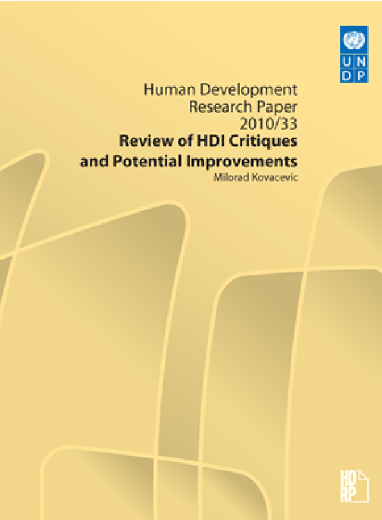 Publication report cover: Review of HDI Critiques and Potential Improvements